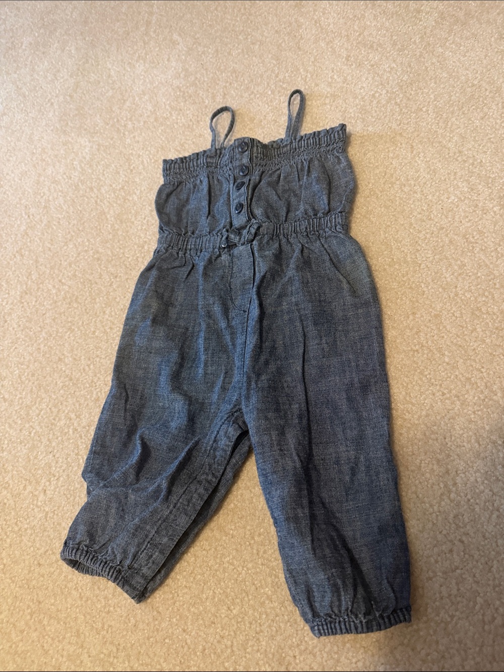 GAP Charcoal Chambray Strap Jumpsuit